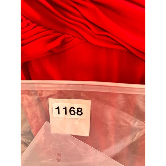 Jovani red jersey gown women’s size 4 long gathered open back - Picture 7 of 7